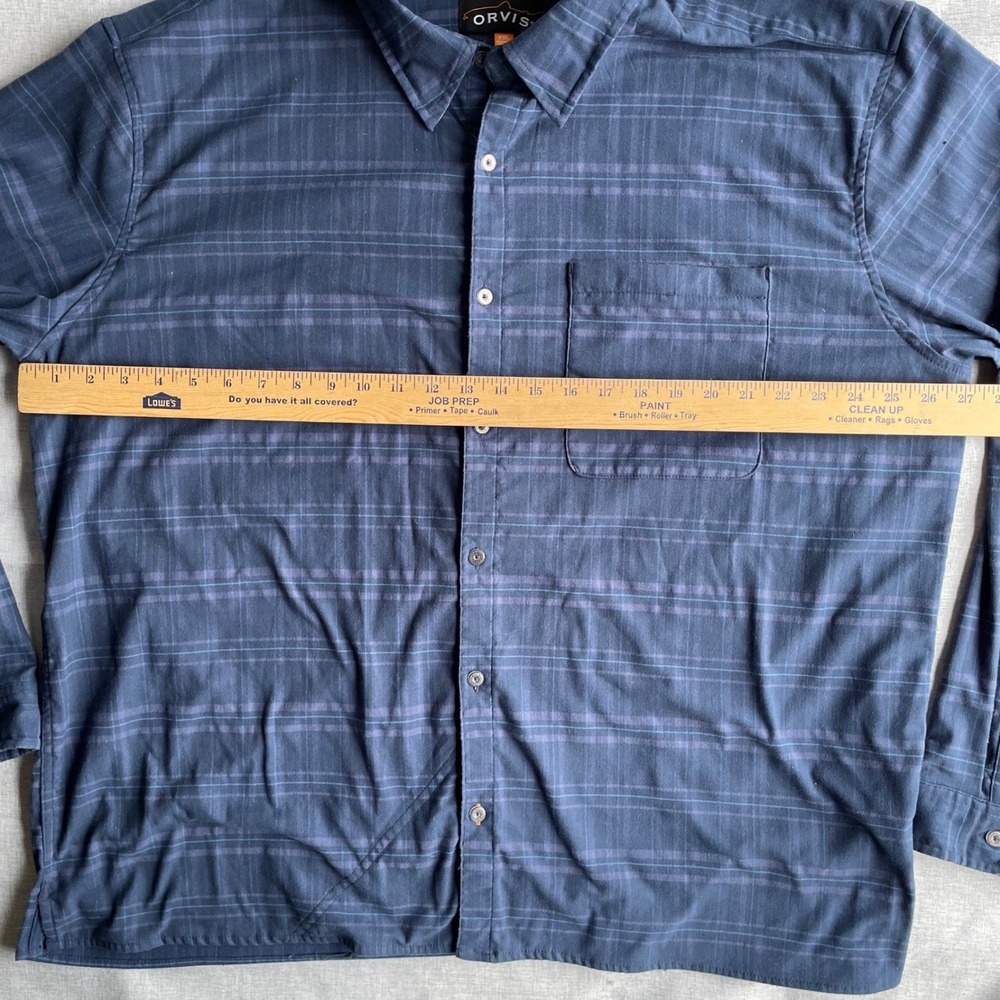ORVIS Mens Plaid Long Sleeve Button Up Shirt XXL Blue Outdoor Tech Flannel - Picture 4 of 10